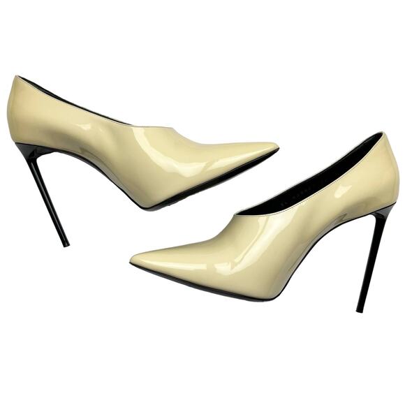 SAINT LAURENT Teddy High Vamp Patent Leather Pumps size EU 39.5 US 9.5 Coquille - Picture 5 of 14